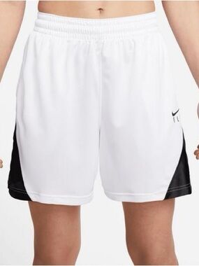Nike Women's White Athletic Shorts with Black Side Panels